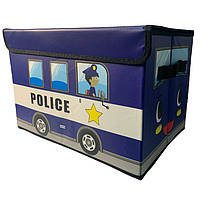 Детский пуф (корзина для игрушек) "Автобус" СИНИЙ арт. C 61900