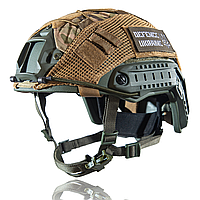 Каска шлем тактический "FAST" Баллистический уровень защиты NIJ IIIA. Олива + Кавер Мультикам