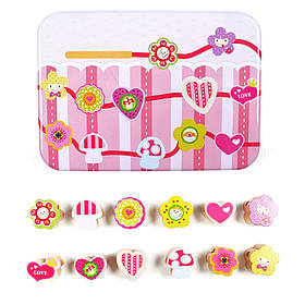 Дерев'яна іграшка Шнурівка Bambi MD 2334 в металевому пеналі Серця, Toyman