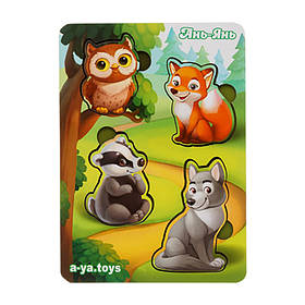Дерев'яний пазл-вкладиш "Лісові тварини-2" Ubumblebees (ПСФ058) PSF058 фон із підказкою, Toyman