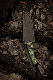 Ніж ручної роботи із нержавіючого дамаска «Грінч #1» зі шкіряними піхвами 61 HRC., фото 7