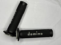 М'ягкі, аргономічні рукоятки на руль мотоцикла сірий напис Domino