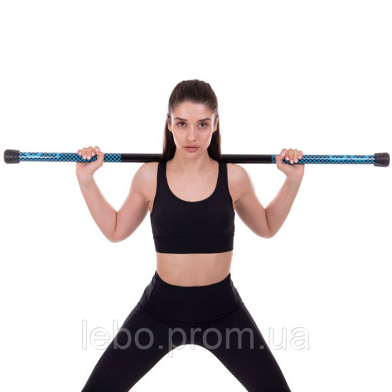 Палка гимнастическая Бодибар Body Bar Zelart FI-2611-4 вес 4кг черный-голубой lb - фото 3 - id-p2145517399