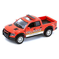 Машинка пикап Ford F-150 SVT Raptor Supercrew Kinsmart KT5365WPR инерционная, 1:40 Fire and Rescue, Toyman