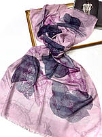 Нейтральный весенний шарф палантин. Классический женский весенний турецкий хлопковый шарф Розово - Фиолетовый
