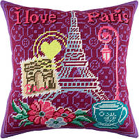 Набір для вишивання декоративної подушки Чарівниця Париж люблю тебе 40×40 см V-175 ZZ, код: 7243129