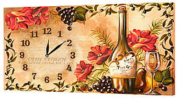 Настінний годинник на полотні Декор Карпати ch32 Вино (QFJI62962) ZZ, код: 1224553