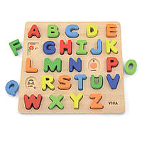 Деревянный пазл Английский алфавит Viga Toys 50124 заглавные буквы , Toyman