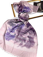 Нейтральный весенний шарф палантин. Классический женский весенний турецкий хлопковый шарф Сиренево - Фиолетовый