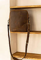 Кожаная сумка Challenger S темно-коричневая винтажная The Wings IB, код: 8321951