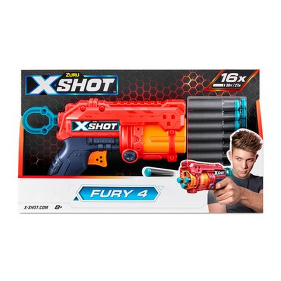 Скорострільний бластер X-Shot Red 36377R EXCEL FURY 4 (16 патронів), Toyman