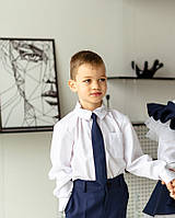 Рубашка детская хлопковая, подростковая, классическая, с накладным карманом, для мальчика, Белая, 110-164