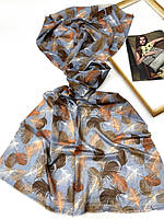 Хлопковый женский шарф палантин на весну. Турецкий палантин с абстрактными листочками