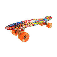 Скейт "Пенни борд" Bambi SC20503 PU колеса со светом, 56 см Оранжевый, Toyman