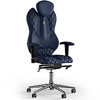 Кресло KULIK SYSTEM GRAND Экокожа с подголовником со строчкой Темно-синий (4-901-WS-MC-0213) GL, код: 1697114