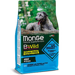 Корм Monge BWild Grain Free All Breeds Acciughe сухий з анчоусом для дорослих собак усіх поро ZZ, код: 8451650