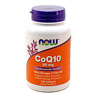 Коэнзим Q10 с рыбьим жиром Омега-3 CoQ10 with Omega-3 Fish Oil Now Foods 60 мг 120 гелевых ка IB, код: 7701106