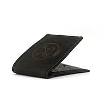 Мужской кошелёк кожаный на кнопке Wallet Slim (as120201) Черный GL, код: 191054