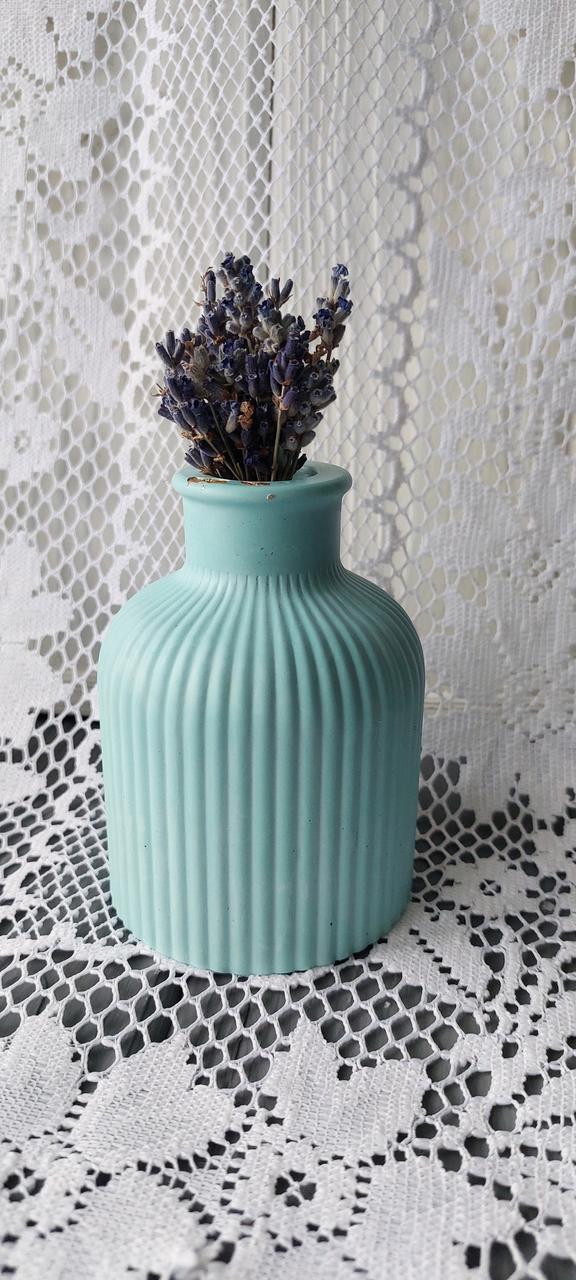 Гіпсова ваза для сухоцвітів, декор для дому з гіпсу, ребриста ваза для квітів, кашпо з гіпсу