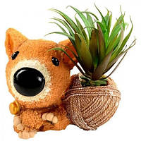Статуетка Home Styles собака зі штучною квіткою в керамічному горщику 15х16 см R22307 Ра IB, код: 7420326