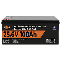 Акумулятор LP LiFePO4 24V (25,6V) - 100 Ah (2560Wh) (Smart BMS 100А) з BT пластик для ДБЖ