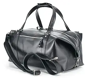 Шкіряна Дорожня сумка Stout M 45x22x23 см. чорна