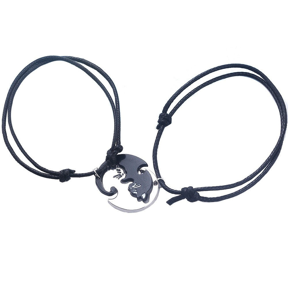 Браслети парні котики для друзів. Красиві подвійні браслети для закоханих. Біжутерія для двох, фото 1