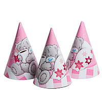 Колпак праздничный "Мишка" розовый Party 7003-0025, 15см, в упаковке 20 шт, Toyman