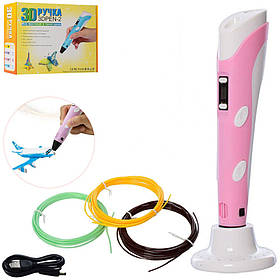 3D Ручка -2 Bambi DX006 із LED екраном (ABS, PLA) Рожевий, Toyman