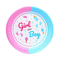 Набор бумажных тарелок "Girl or Boy" Party 7038-0071, 10 шт, Toyman