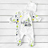 Человечек с шапкой для ребенка от трех месяцев Dexters but first milk 74 см молочный желтый ( KS, код: 8334640
