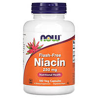 Ниацин (Витамин В3) Flush-Free Niacin Now Foods без покраснения 250 мг 180 вегетарианских кап ZZ, код: 7701464