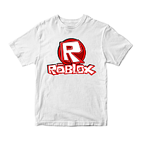 Футболка белая с принтом онлайн игры Roblox Красно-белая надпись Роблокс Roblox Кавун 7-8 лет MN, код: 8379808