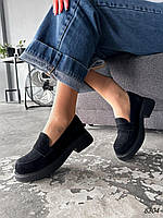Туфли лоферы женские Stron Материал: натуральная замша Цвет: черный