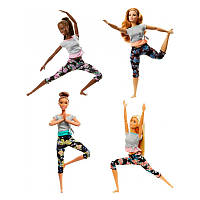 Кукла Barbie "Двигайся как я" (22 точки артикуляции, легинсы с цветочным принтом, серая футболка) FTG80