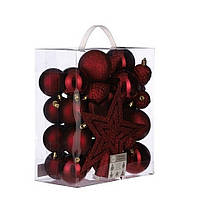 Комплект елочных шаров и украшений House of Seasons 8718861796735, 40 шт, цвет красный, Toyman