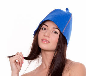 Лазнева шапка Luxyart натуральна повсть Синя (LA-997) IB, код: 1250804