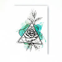 Временное тату Ne Tattoo Роза в треугольнике цветная TH-247 KS, код: 7678520