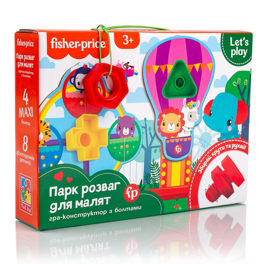 Гра-конструктор з болтами «Fisher-Price. Парк розваг для малят» [укр] Vladi Toys (4820234761920)