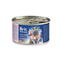 Корм Brit Premium Chicken with Hearts влажный с курицей и сердечками для взрослых котов 200 г IB, код: 8452060