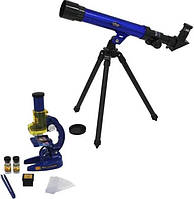 Микроскоп и телескоп 2 в 1 детский Limo Toy SK 0014 Синий с черным IB, код: 6827310