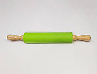 Силиконовая скалка 43 х 5.5 см c деревянными ручками Салатовая Stenson 2993 IB, код: 8381169