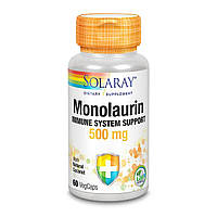 Монолаурин Monolaurin Solaray 500 мг 60 вегетарианских капсул GL, код: 1879425