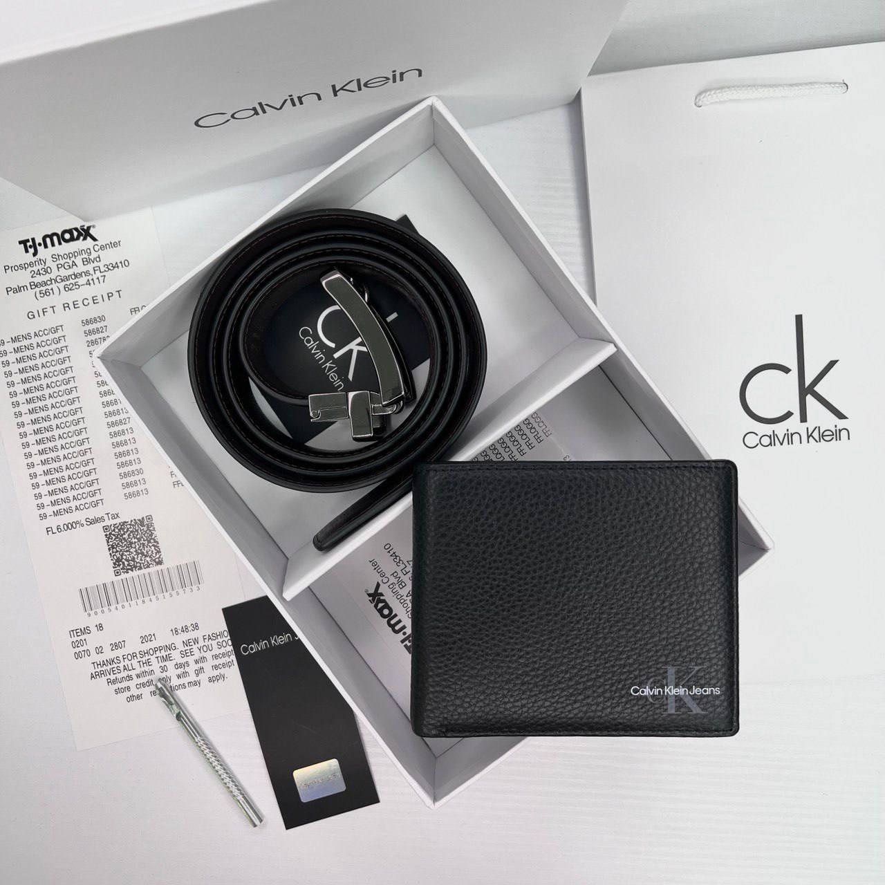 Чоловічий подарунковий набір ремінь і портмоне Calvin Klein