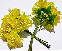 Букетик цветов из ткани 6 шт цвет желтый
