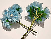 Букетик цветов из ткани 6 шт цвет голубой