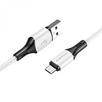 Кабель для зарядки и передачи данных Borofone BX79 Silicone USB на Micro-USB 1 м 2.4A White MN, код: 7829006