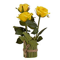 Букет роз, цвет желтый 23 см, 3 шт.