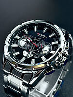 Мужские классические кварцевые стрелочные наручные часы с хронографом Curren 8363 SBlack Металлический браслет