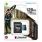 Картка пам'яті Kingston 128 GB microSDXC class 10 UHS-I U3 Canvas Go! Plus + SD Adapter SDCG3/128GB